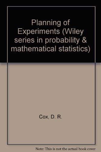 Beispielbild fr Planning of Experiments (Wiley Series in Probability & Mathematical Statistics) zum Verkauf von WorldofBooks