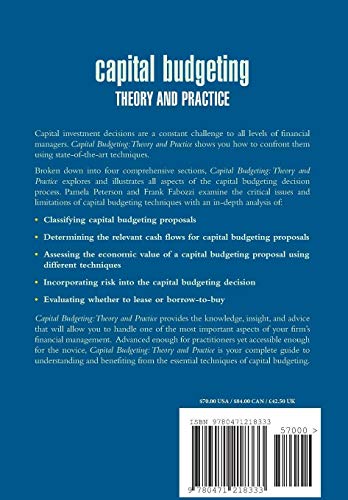 Stock image for Capital Budgeting : Theory and Practice for sale by Better World Books Ltd