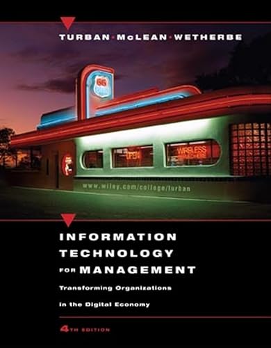 Imagen de archivo de Information Technology for Management : Transforming Organizations in the Digital Economy a la venta por Better World Books