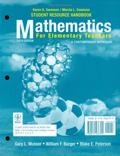 Imagen de archivo de Mathematics for Elementary Teachers: A Contemporary Approach Student Resource Handbookl a la venta por a2zbooks