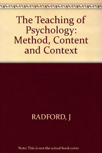 9780471276654: The Teaching of Psychology: Method, Content and Context