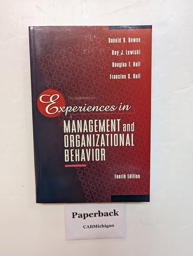 Imagen de archivo de Experiences in Management and Organizational Behavior a la venta por Better World Books