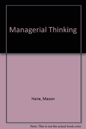 Beispielbild fr Managerial Thinking: An International Study zum Verkauf von ThriftBooks-Dallas