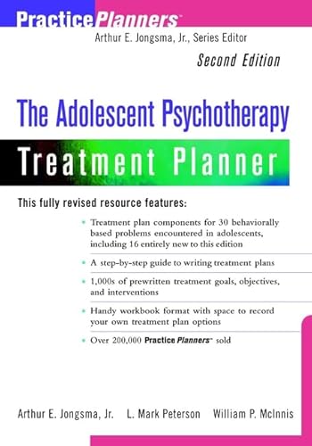 adolescent psychotherapy homework planner by jongsma peterson and mcinnis