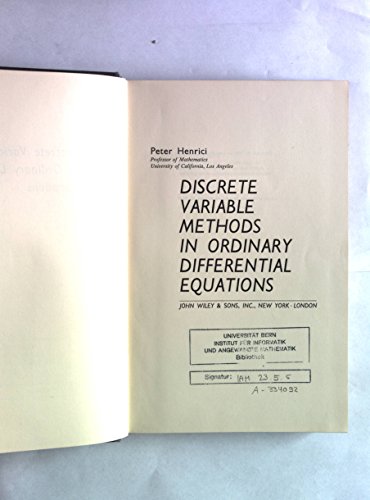 

Discrete Variable Methods in Ordinary Differential Equations