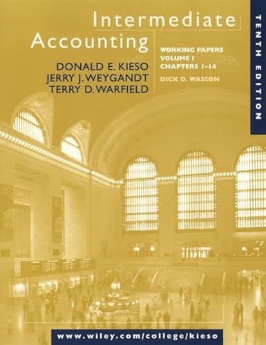 Stock image for Intermediate Accounting: Working Papers, Vol. 1., Chapters 1-14, 10th for sale by a2zbooks