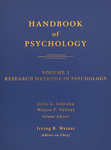Stock image for Handbook of Psychology Vol. 2 : Research Methods in Psychology for sale by Better World Books
