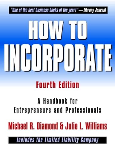 Stock image for How to Incorporate : A Handbook for Entrepreneurs and Professionals for sale by Better World Books