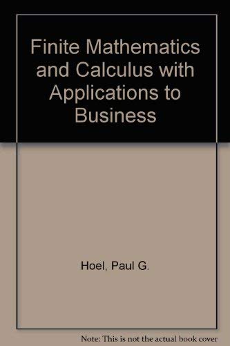 Imagen de archivo de Finite Mathematics and Calculus with Applications to Business a la venta por ThriftBooks-Dallas