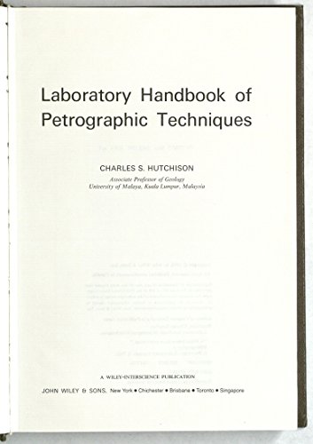 Stock image for Laboratory handbook of petrographic techniques for sale by Bay Used Books