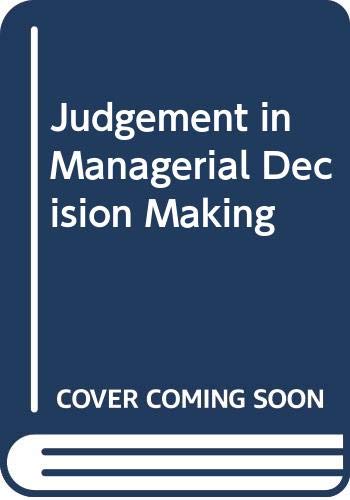 Imagen de archivo de WIE Judgment in Managerial Decision Making a la venta por AwesomeBooks