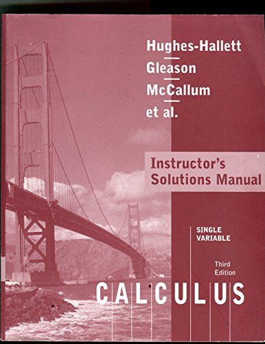 Imagen de archivo de Calculus - Single Variable : Instructor's Solutions Manual a la venta por GoldBooks