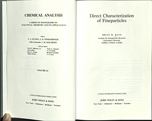 Stock image for Direct characterization of fineparticles (Chemical analysis) for sale by Zubal-Books, Since 1961