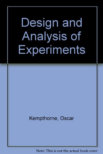 9780471468608: Design & Analysis of Experiments [Gebundene Ausgabe] by Kempthorne, Oscar