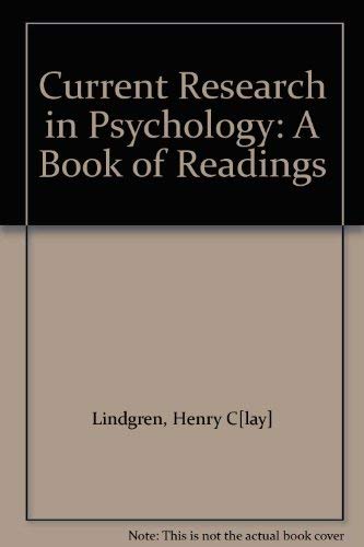 Stock image for Current research in psychology: A book of readings for sale by Wonder Book