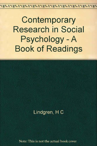 Beispielbild fr Contemporary Research in Social Psychology zum Verkauf von Better World Books
