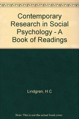 Imagen de archivo de Contemporary Research in Social Psychology a la venta por Better World Books