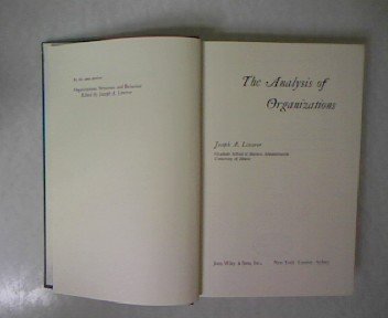 Imagen de archivo de Analysis of Organizations a la venta por Better World Books