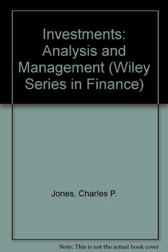 Imagen de archivo de Investments: Analysis and Management (Wiley Series in Finance) a la venta por HPB-Red