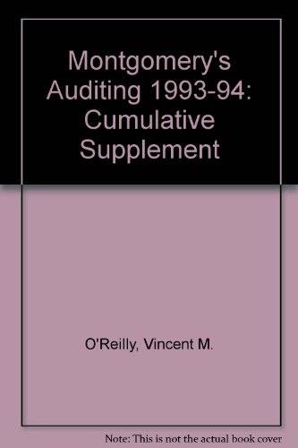 Imagen de archivo de Montgomery's Auditing, 1993-1994 Cumulative Supplement a la venta por SecondSale