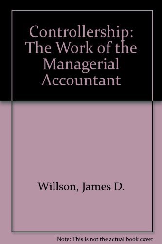 Beispielbild fr Controllership: The Work of the Managerial Accountant zum Verkauf von HPB-Red