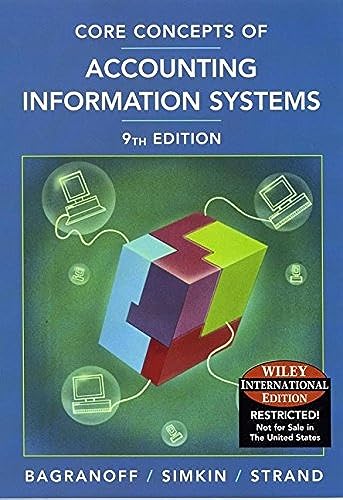 Imagen de archivo de WIE Core Concepts of Accounting Information Systems a la venta por Phatpocket Limited