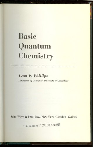 Beispielbild fr Basic Quantum Chemistry Paper zum Verkauf von Better World Books