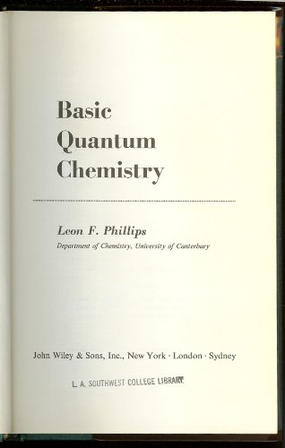 Imagen de archivo de Basic Quantum Chemistry a la venta por Irish Booksellers
