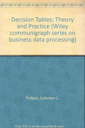 Beispielbild fr Decision Tables Theory and Practice Paper zum Verkauf von Better World Books