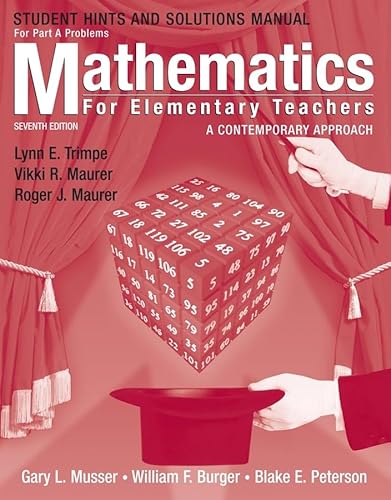 9780471701095: Mathematics for Elementary Teachers: A Contemporary Approach Hints and Solutions Manual for Part A Problems