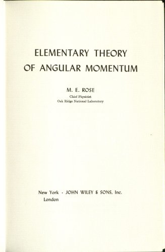 Beispielbild fr Elementary Theory of Angular Momentum zum Verkauf von ThriftBooks-Dallas