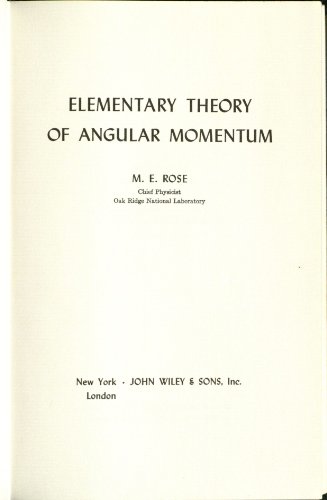 9780471735243: Elementary Theory of Angular Momentum
