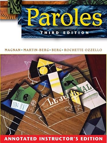 Paroles, Annotated Instructor's Edition (9780471737650) by Magnan, Sally Sieloff; Berg, William J.; Berg, Laurey