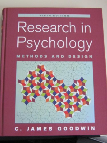 Stock image for Research in Psychology: Methods and Design for sale by ThriftBooks-Dallas