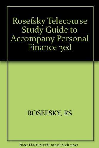 Imagen de archivo de Telecourse Study Guide to Accompany Personal Finance a la venta por Top Notch Books