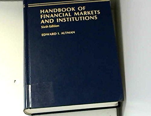 Imagen de archivo de Handbook of Financial Markets and Institutions a la venta por Better World Books