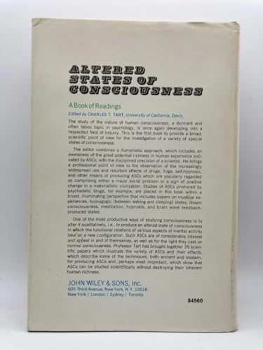 Altered States of Consciousness: A Book of Readings (9780471845607) by Arnold M. Ludwig; Arthur J. Deikman; Milton H. Erickson; Gerald Vogel; M. Bertini; David Foulkes; Frederik Van Eeden; Kilton Stewart