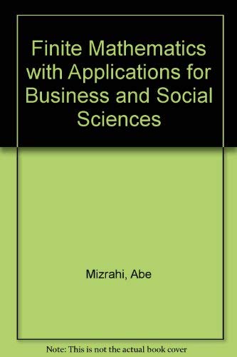 Stock image for Finite Mathematics with Applications for Business and Social Sciences for sale by HPB-Emerald