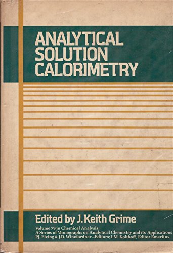 Beispielbild fr Analytical Solution Calorimetry zum Verkauf von Books Puddle