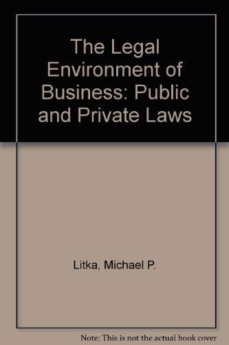 Imagen de archivo de Legal Environment of Business: Public and Private Laws a la venta por SecondSale