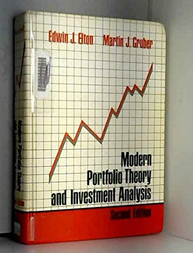 Imagen de archivo de Modern Portfolio Theory and Investment Analysis, 2nd Edition a la venta por James Lasseter, Jr