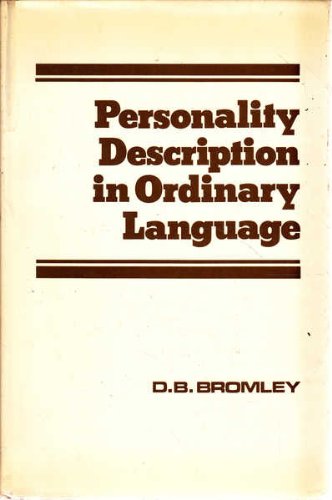 Stock image for Personality Description in Ordinary Language for sale by Better World Books