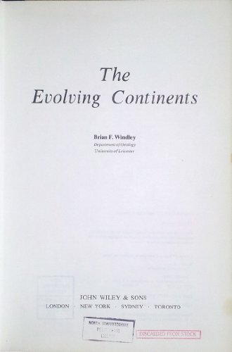 Stock image for The Evolving Continents. for sale by N. Fagin Books