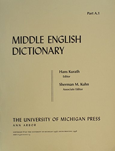 9780472010110: Middle English Dictionary: A.1