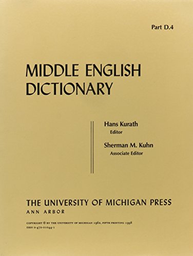 9780472010448: Middle English Dictionary: D.4