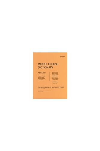 9780472012367: Middle English Dictionary: X/Y/Z