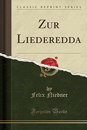 Imagen de archivo de Zur Liederedda (Classic Reprint) a la venta por PBShop.store US