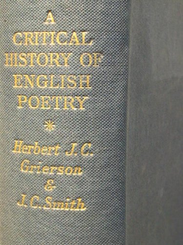A Critical History of English Poetry (9780485300130) by Grierson, Herbert J. C.