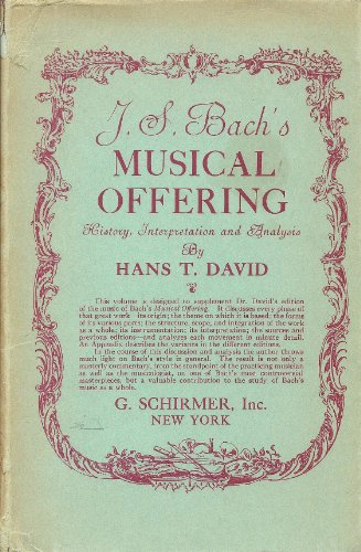 Beispielbild fr J.S.Bach's 'Musical Offering': History, Interpretation, and Analysis zum Verkauf von Anybook.com