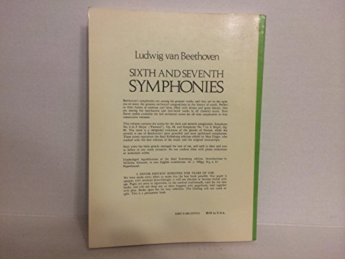 Stock image for Sixth and Seventh Symphonies in Full Orchestral Score for sale by Better World Books